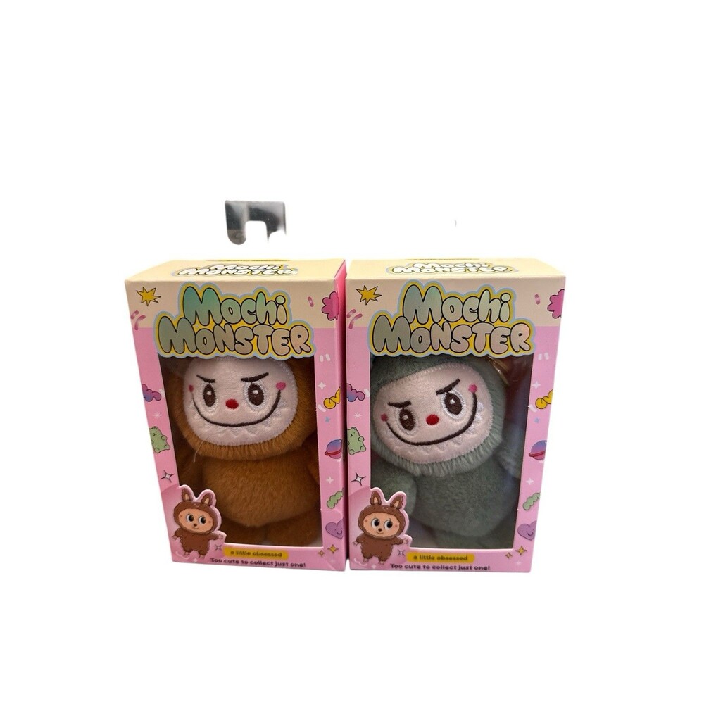 5" Mochi Monster Plush Charm (x2) Collectible Keychain - Green&Brow - New in Box